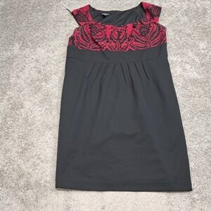 Signature London Style Woman 18W Black Red Damask Sheath Dress 153031